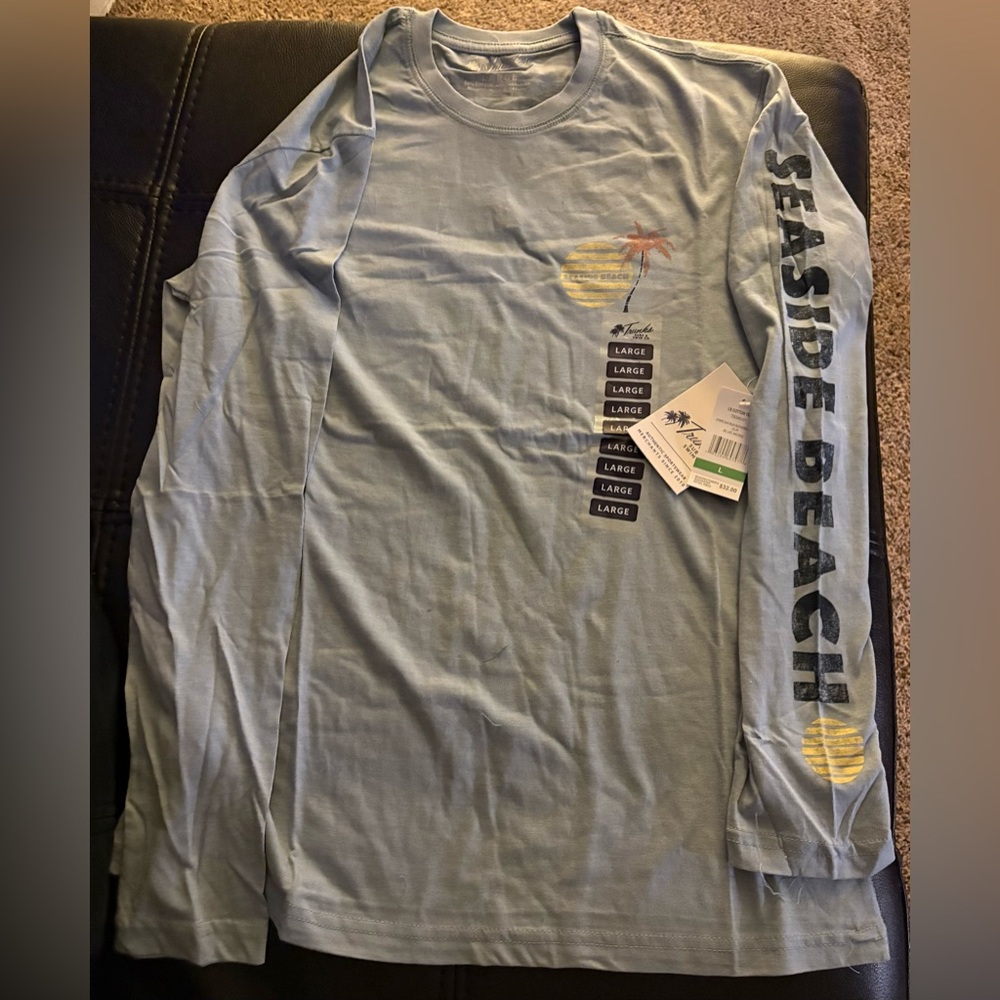 Seaside Beach Blue Long Sleeve Shirt